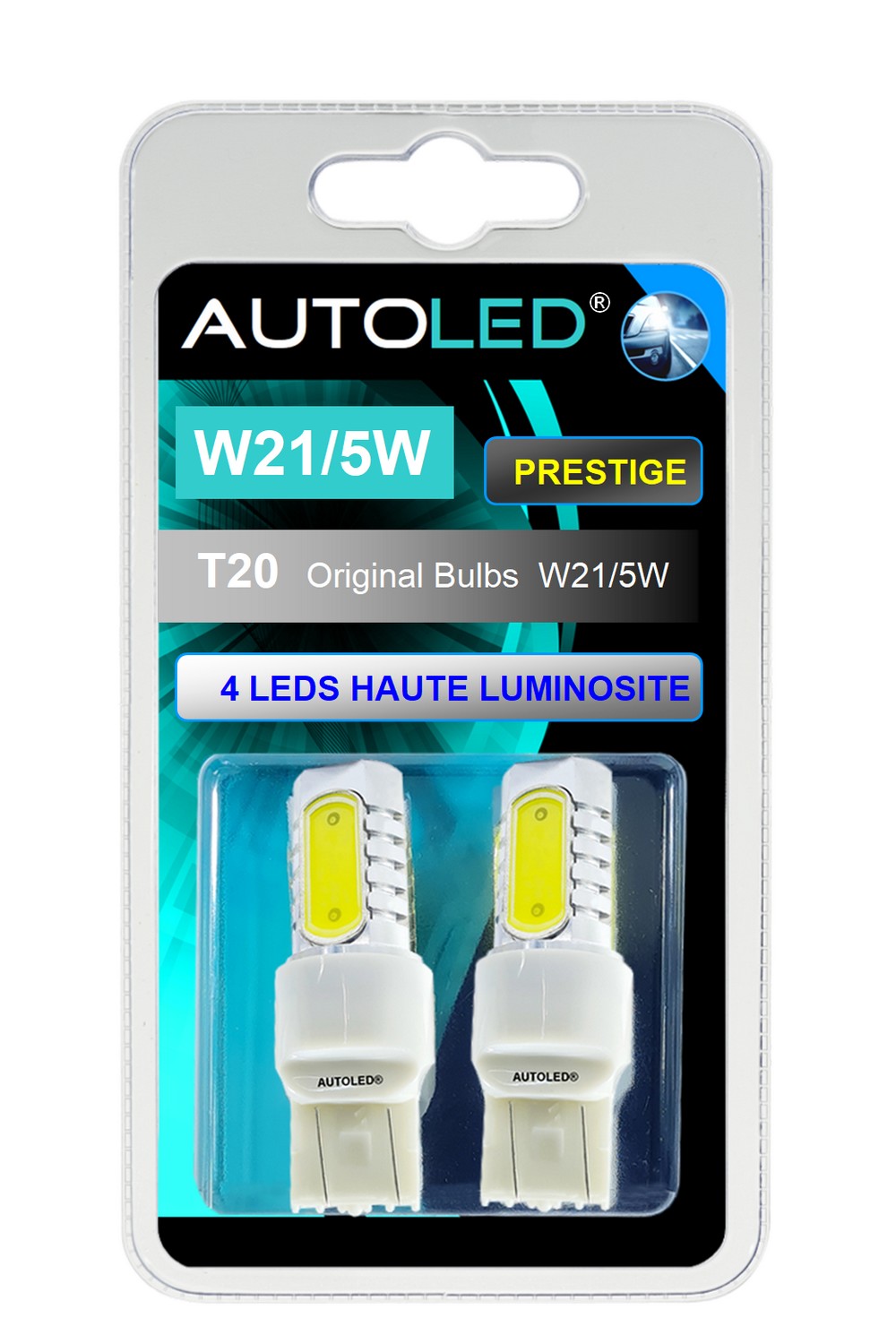 Autoled - Ampoule led w21/5w / 4 leds blanc / led t20