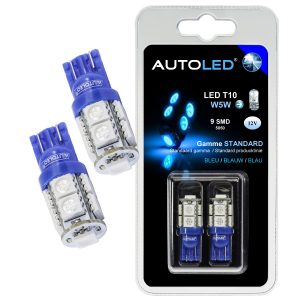 Découvrez et achetez Ampoule LED T10 W5W Bleu, ampoule led bleu voiture, veilleuse bleu voiture