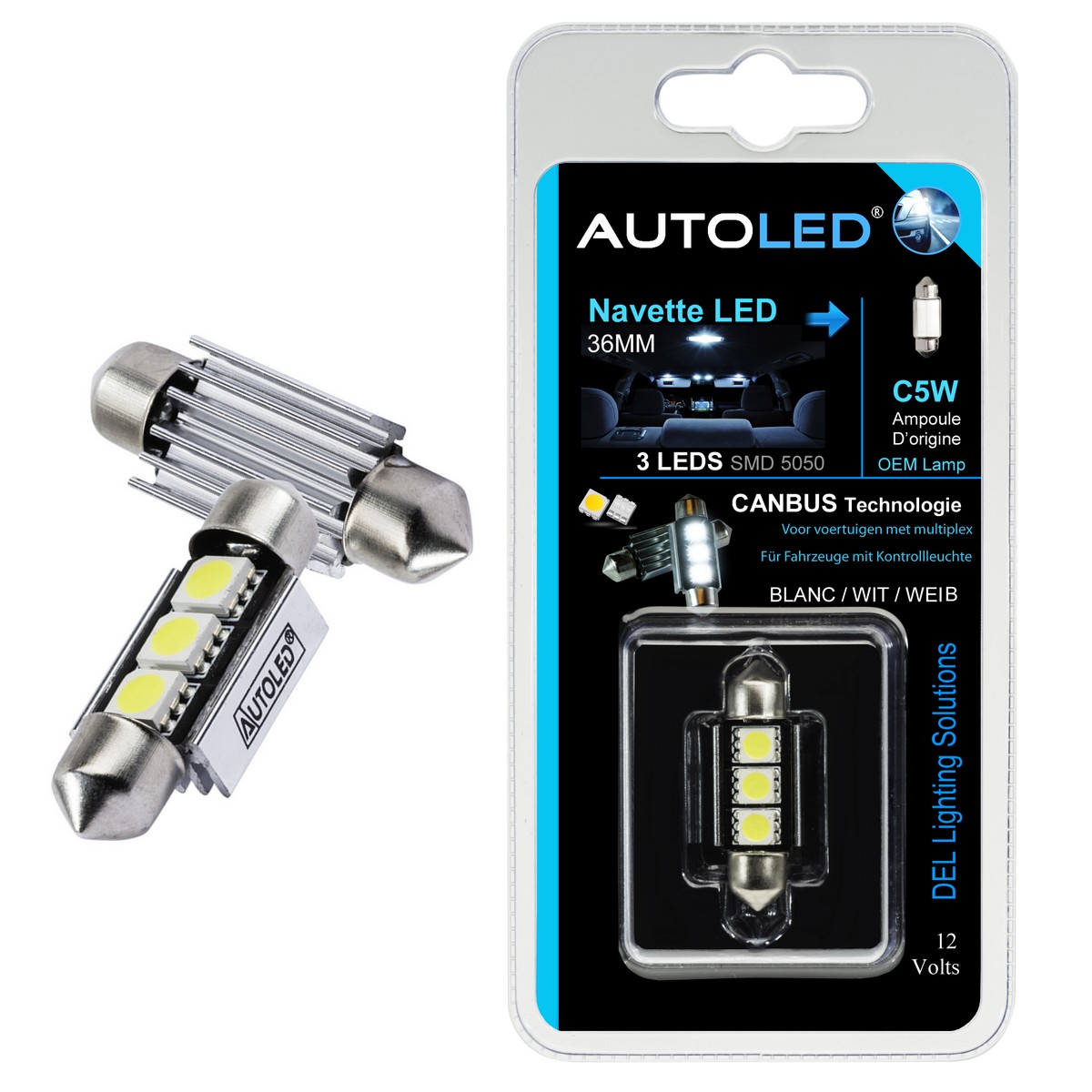 2 AMPOULES LED PLAQUE D IMMATRICULATION C10W 6 SMD CANBUS BLANC 