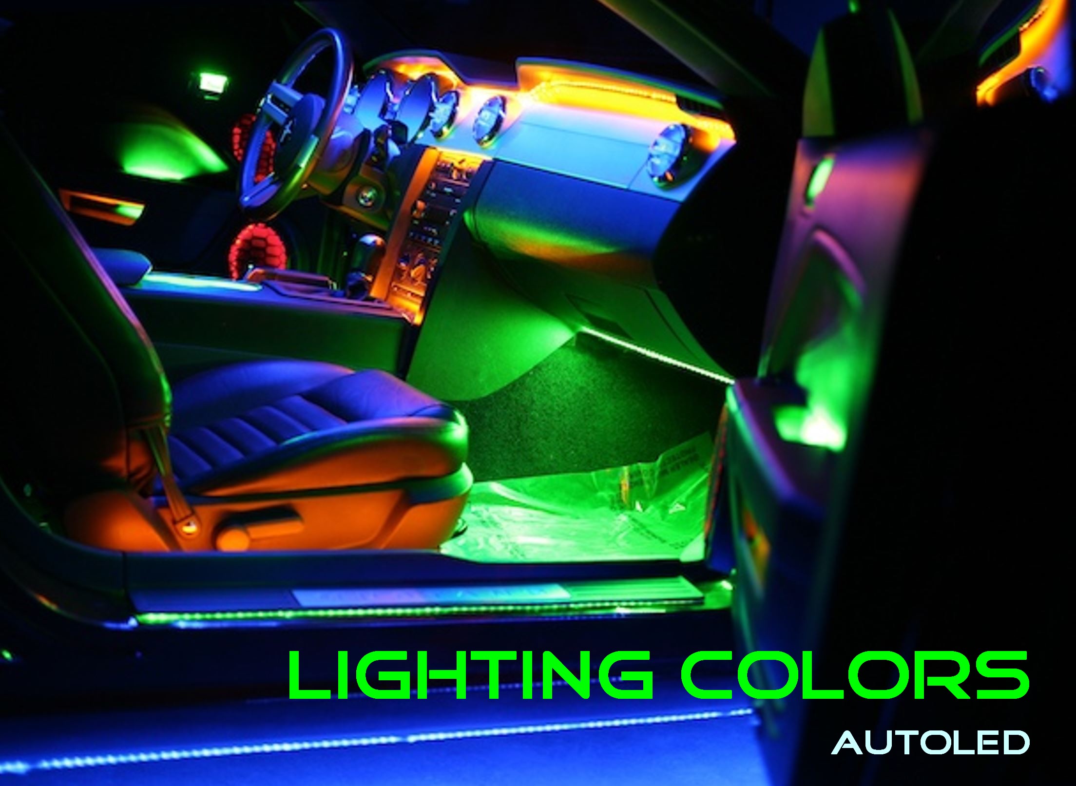 LED couleur intérieur voiture Habitacle - Plafonnier bleu/vert.. AUTOLED®