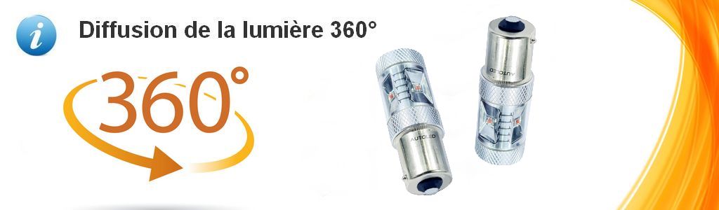 adaptable LED PY21W Clignotant Orange-diffusion 360°