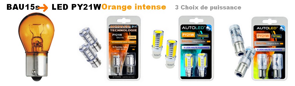 Ampoule LED WY21W Orange 💡 / 4 LEDS BA15s / Clignotant