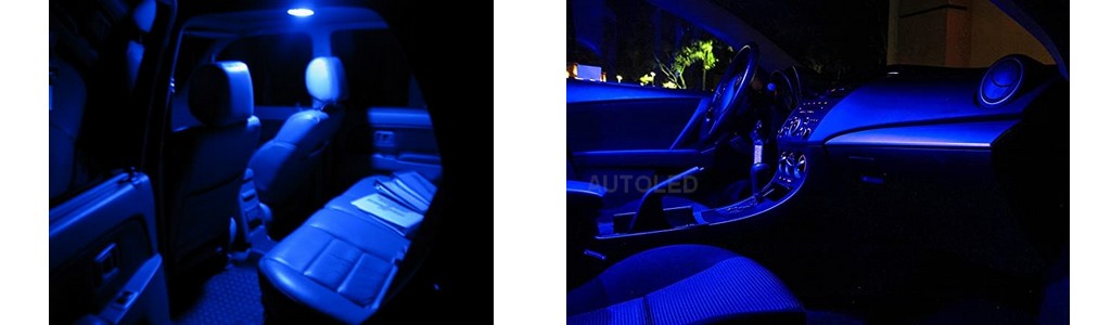 Pack Ampoule LED T10 6 LEDS bleu + Navette LED C5W 36mm bleu-2