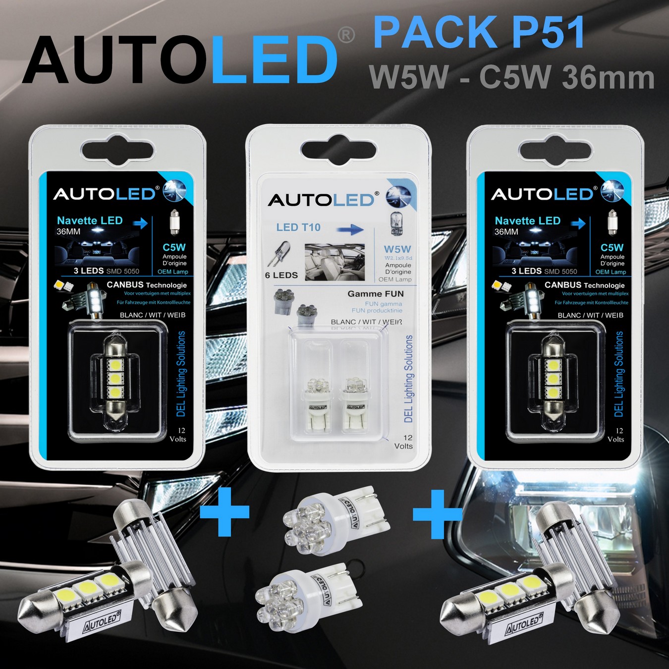 Pack-4-ampoules-led-blanc-eclairage-habitacle-plaque-plafonnier-boite -a gants-coffre-t10-6-leds-w5w-navette-c5w-c10w-36mm-canbus-3leds-blanc-eclairage-led-autoled-pack-p51.2