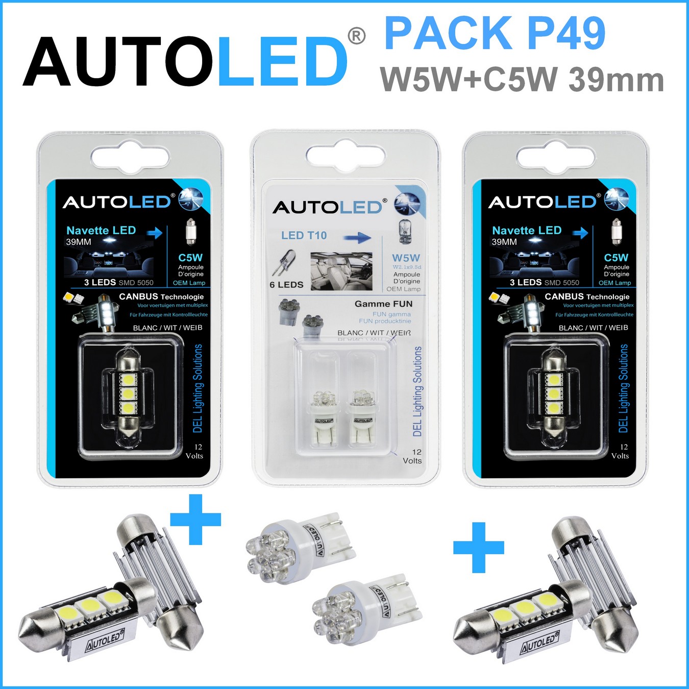 Pack-4-ampoules-led-blanc-eclairage-habitacle-plaque-plafonnier-boite -a gants-coffre-t10-6-leds-w5w-navette-c5w-c10w-39mm-canbus-3leds-blanc-eclairage-led-autoled-pack-p49.1