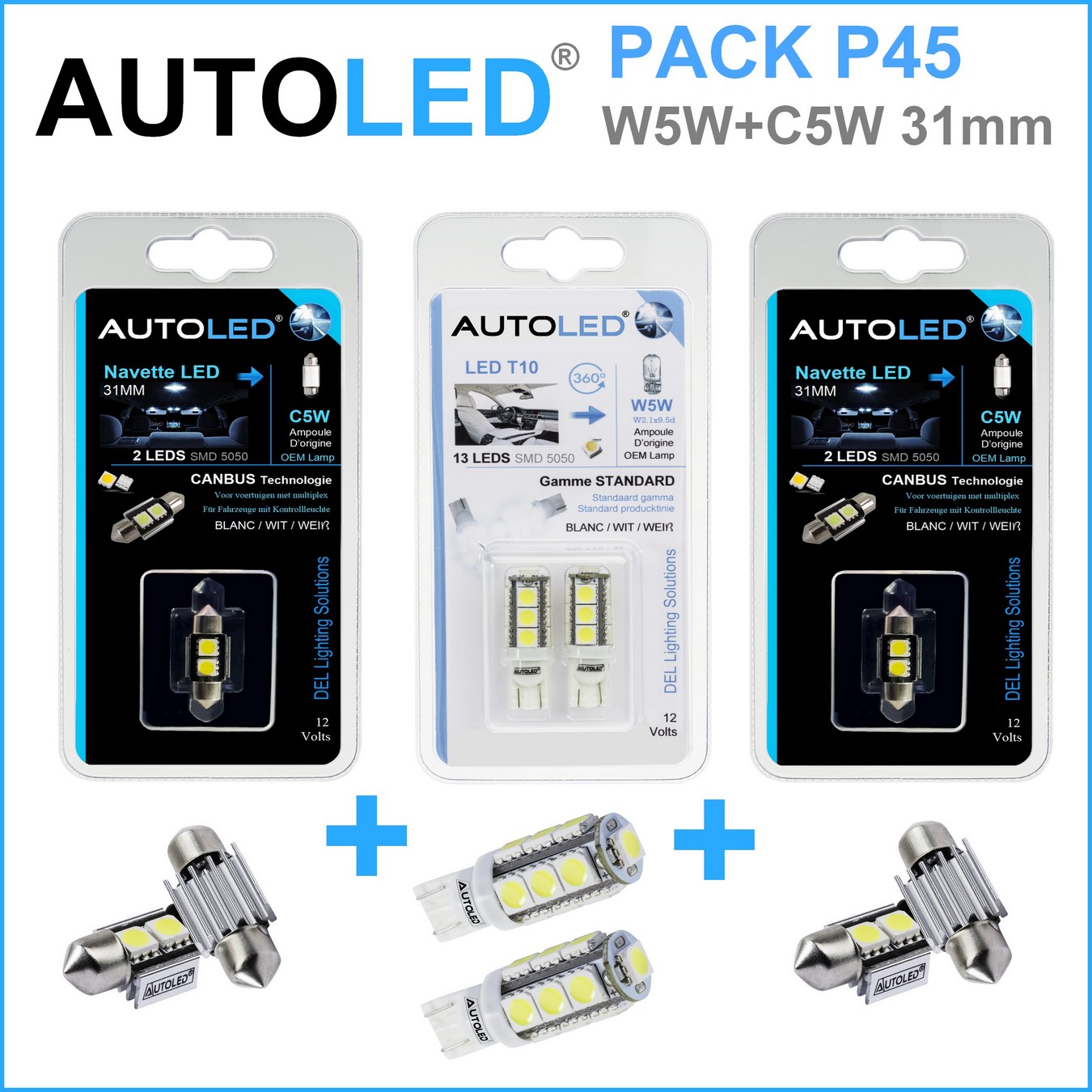 Pack-4-ampoules-led-blanc-habitacle-plafonnier-boite -a gants-coffre-t10-13leds-smd-5050-w5w-navette-c5w-c10w-31mm-canbus-3leds-blanc-eclairage-led-autoled-pack-p45.1
