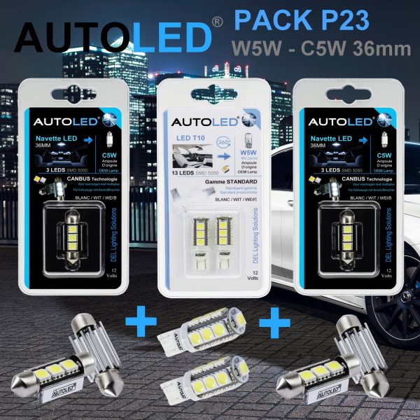 Pack-4-ampoules-led-blanc-habitacle-plaque-plafonnier-boite -a-gants-coffre-w5w-t10-13leds-smd-5050-navette-c5w-c10w-36mm-3leds-blanc-eclairage-led-autoled-pack-p23.2