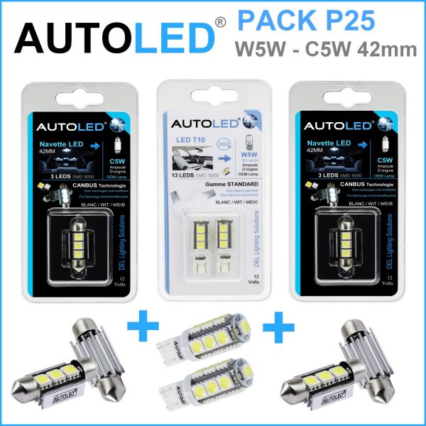 Pack-4-ampoules-led-blanc-habitacle-plaque-plafonnier-boite -a-gants-coffre-w5w-t10-13leds-smd-5050-navette-c5w-c10w-42mm-3leds-blanc-eclairage-led-autoled-pack-p25.1