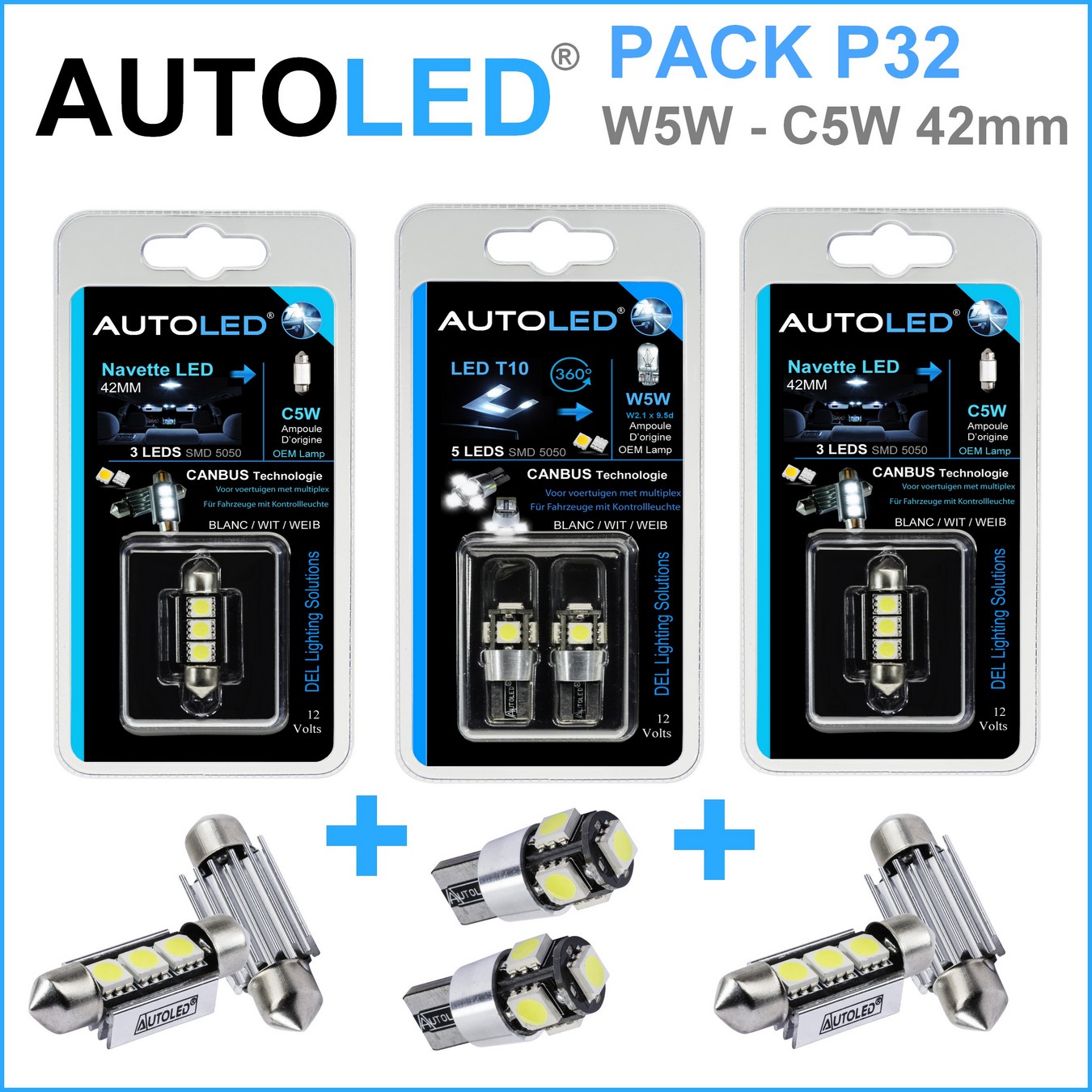 Pack-4-ampoules-led-canbus-blanc-habitacle-plafonnier-feux-de position-coffre-w5w-t10-5leds-smd-5050-canbus-navette-42mm-c5w-c10w-3leds-blanc-eclairage-led-autoled-pack-p32.1