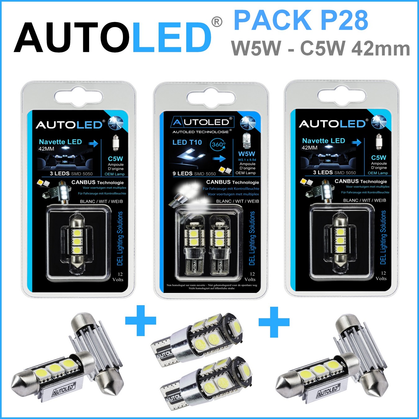 Pack-4-ampoules-led-canbus-blanc-habitacle-plaque-plafonnier-feux-de position-coffre pour clio 2 - 2