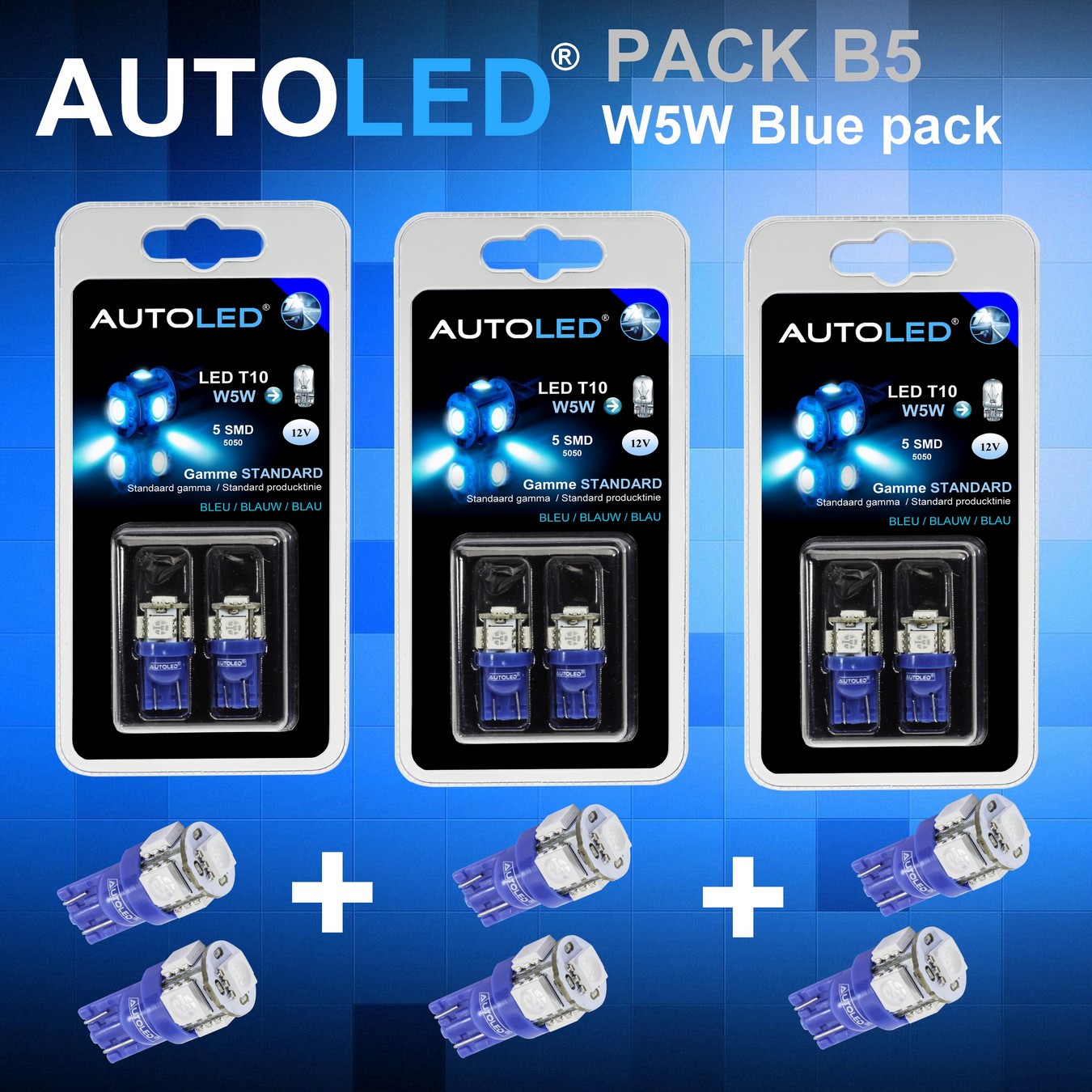 Pack-6-ampoules-led-bleu-habitacle-plafonnier-boite -a gants-coffre-t10-5leds-smd-5050-w5w-personnalisation-eclairage-led-autoled-pack-b5.2