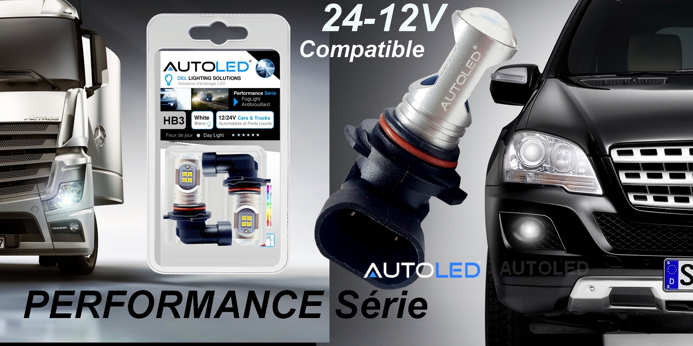 Ampoule HB3 LED 24v /12v, Antibrouillard