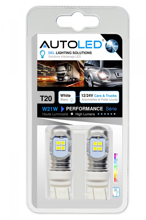 Ampoule W21/5W LED 24v /12v, Forte luminosité