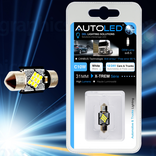 Ampoule C10W 31mm LED Canbus anti erreur éclairage intérieur LED plaque immatriculation-autoled-0283-12