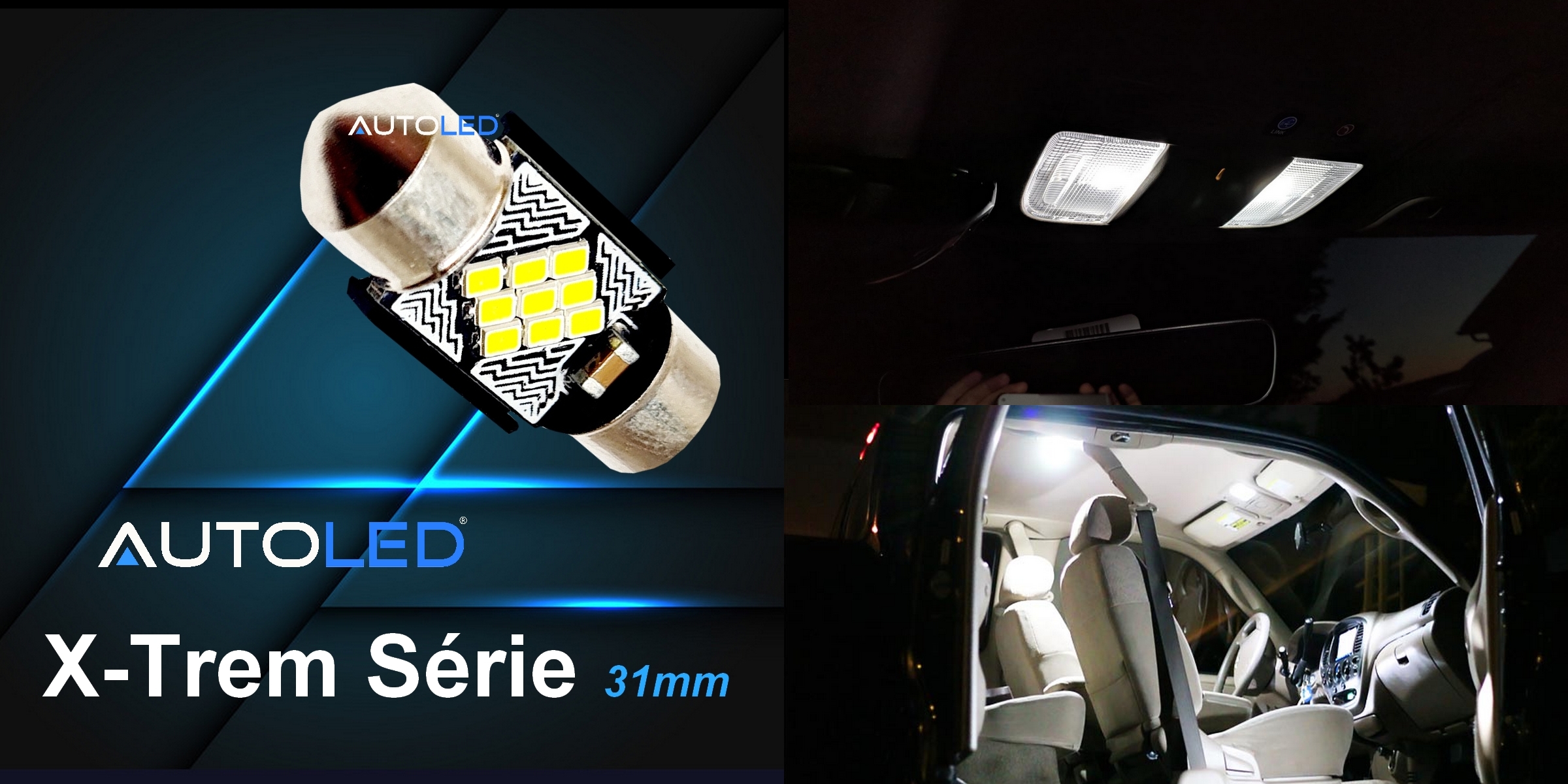 NAVETTE 31mm 12v LED XTREM SERIE anti erreur éclairage intérieur LED plaque immatriculation-autoled-0283-20