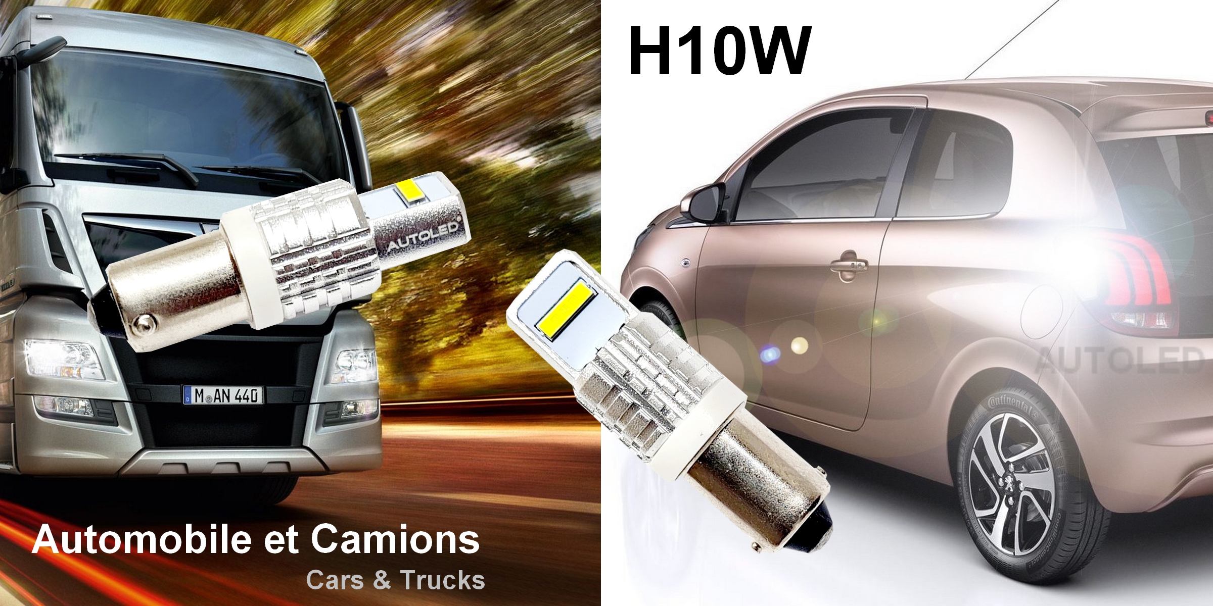 Ampoule H10W LED 24V 12V COMAPTIBLE AUTOMOBILE ET CAMIONS PODS LOURDS-AUTOLED-0296-12