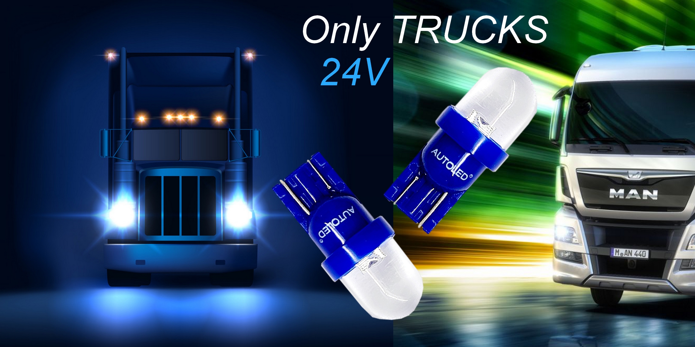Ampoule LED T10 24V Bleu, Éclairage Intérieur, Camion