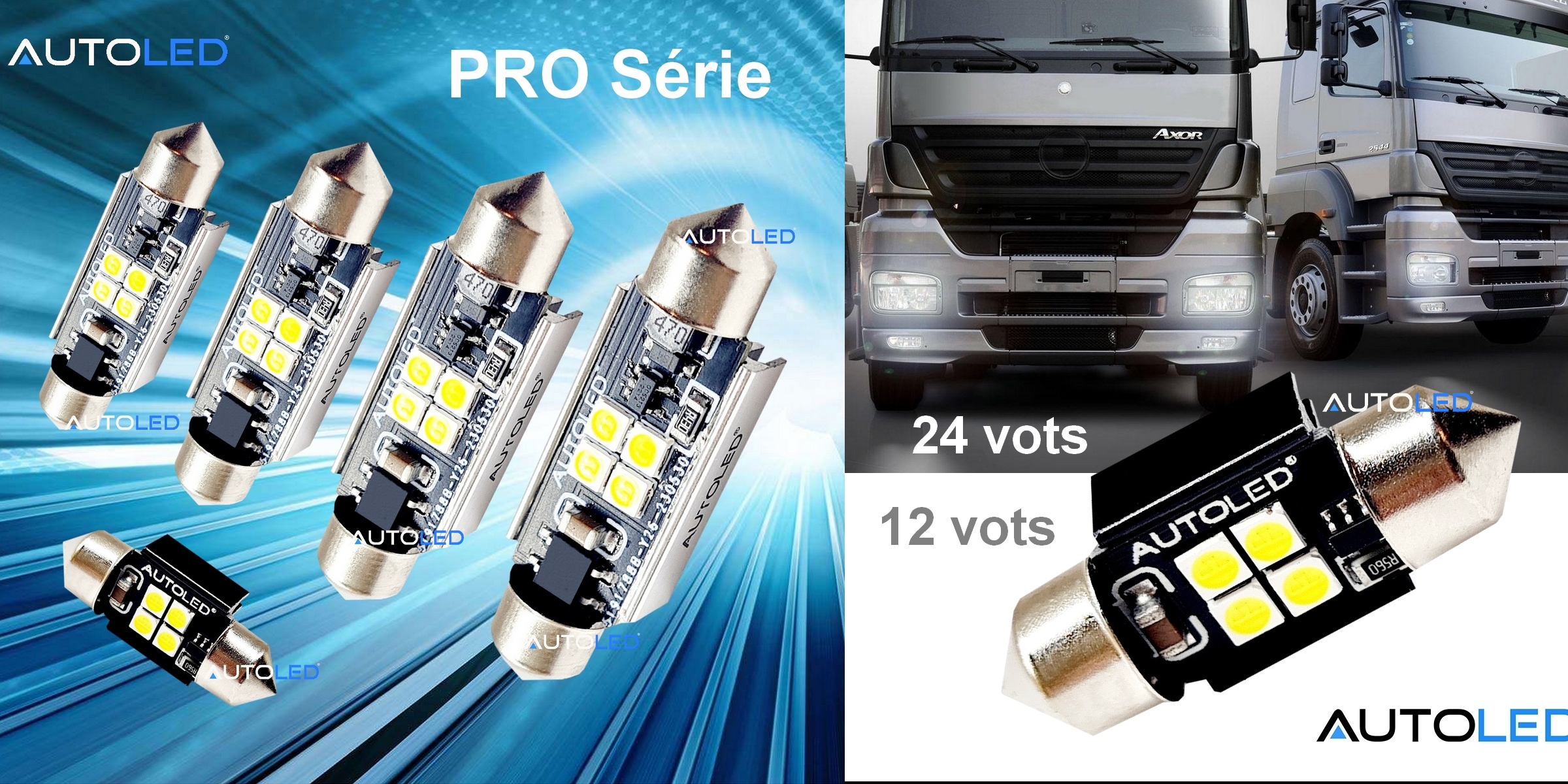 ampoule LED C5W 31MM 24V ANTI ERREUR-compatible camion et automobile 0278-2