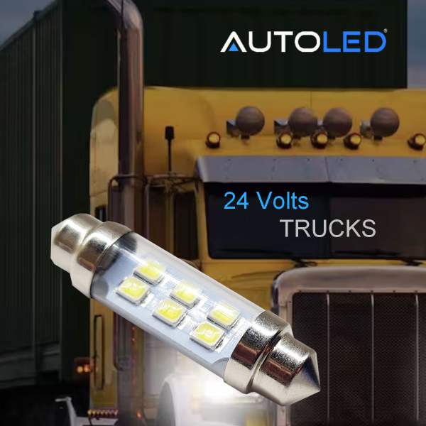 2 ampoules à LED navette 41mm pour camion 24v Volts Rouge