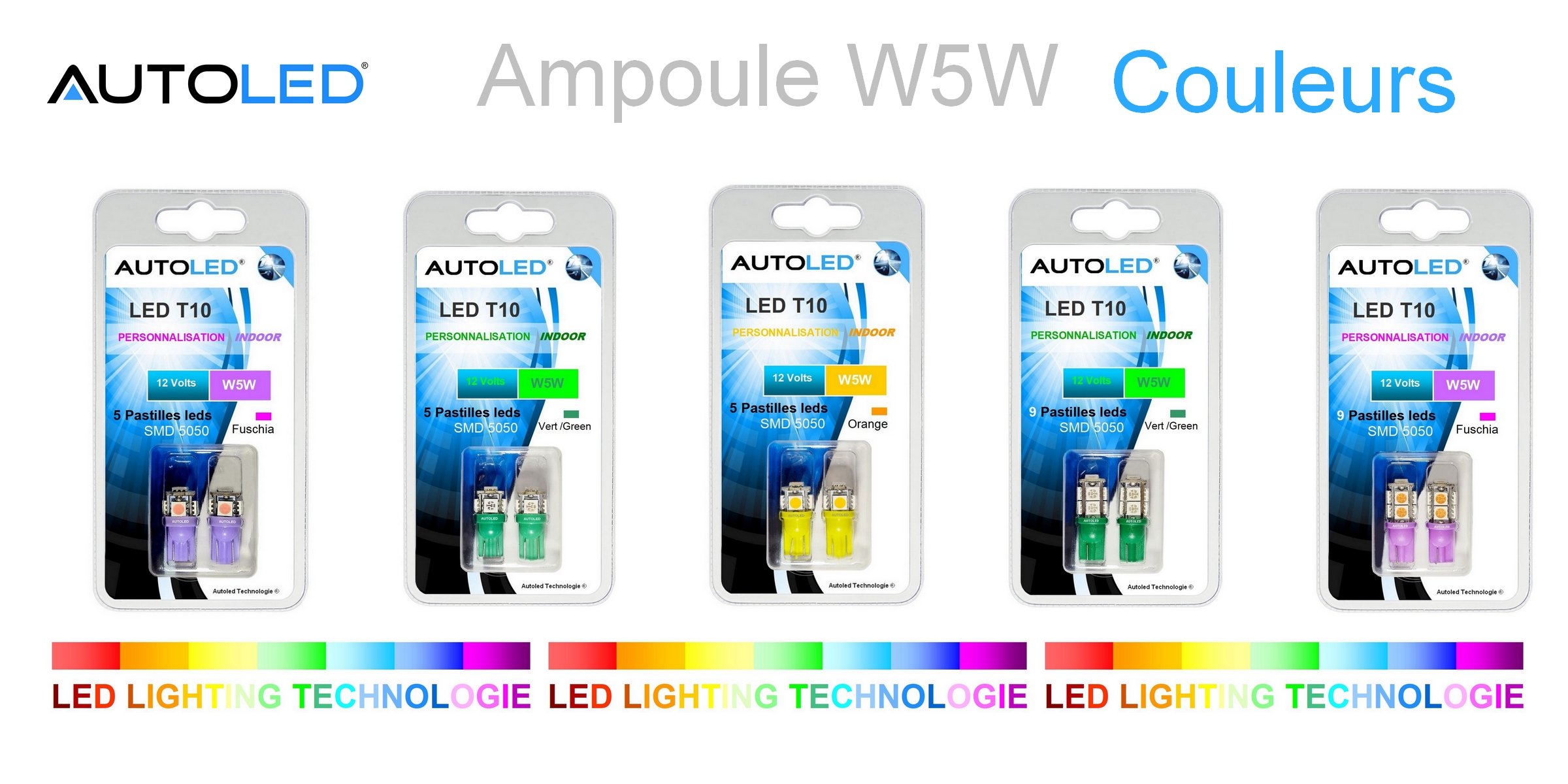 ampoule w5w gamme couleur -autoled 57