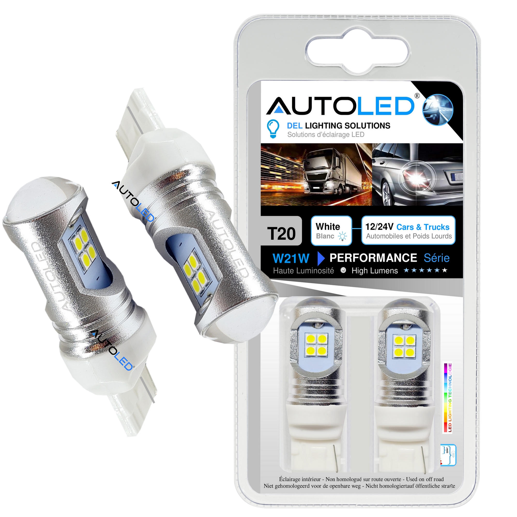 Ampoule W21W LED 12V gamme performance autoled -8