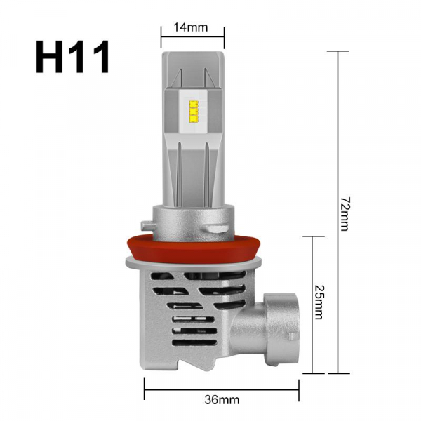 Ampoule h11 led - 24v 12v kit led h11- feux de croisment, feux de route -AUTOLED -3