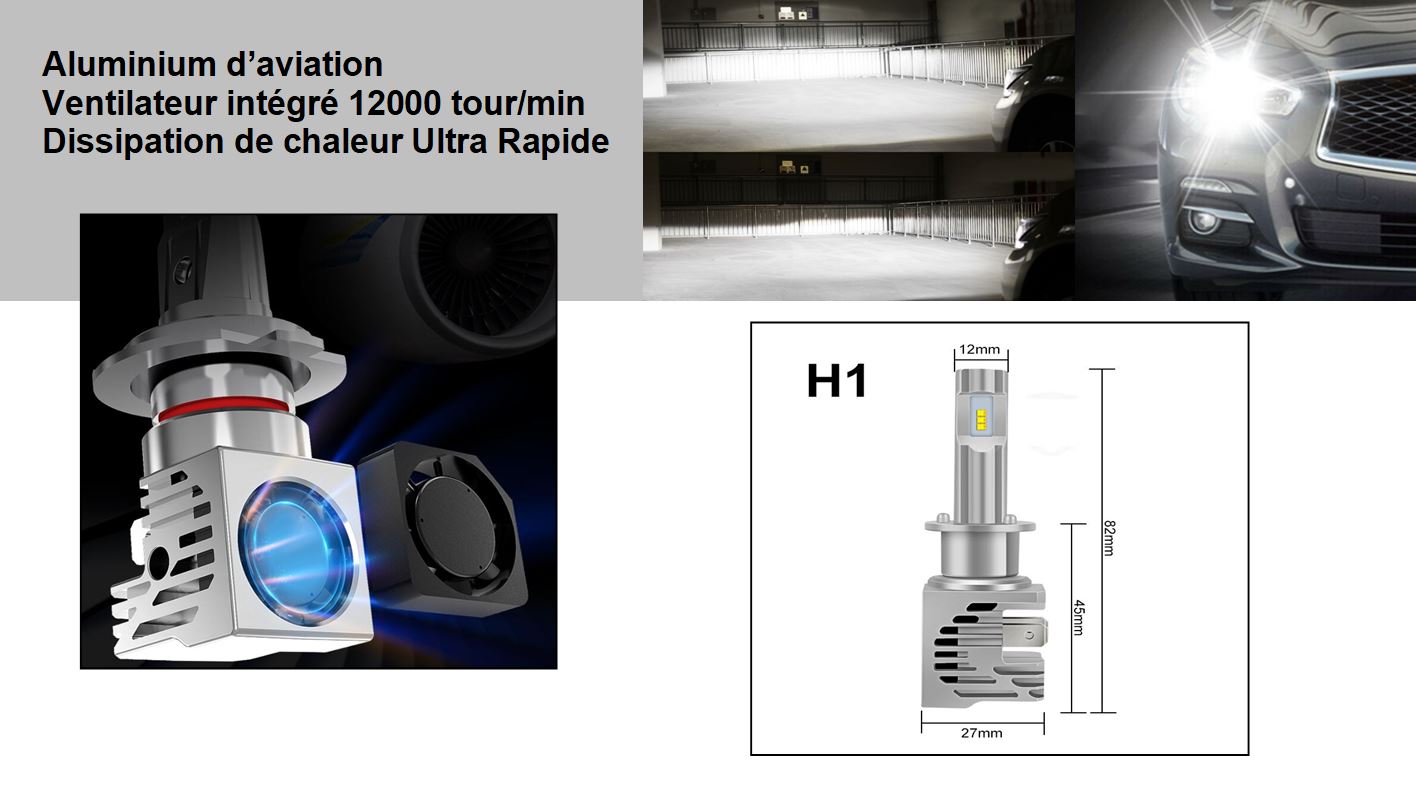 Ampoule h1 led - feux de croisment + feux de route kit LED h1- AUTOLED -9