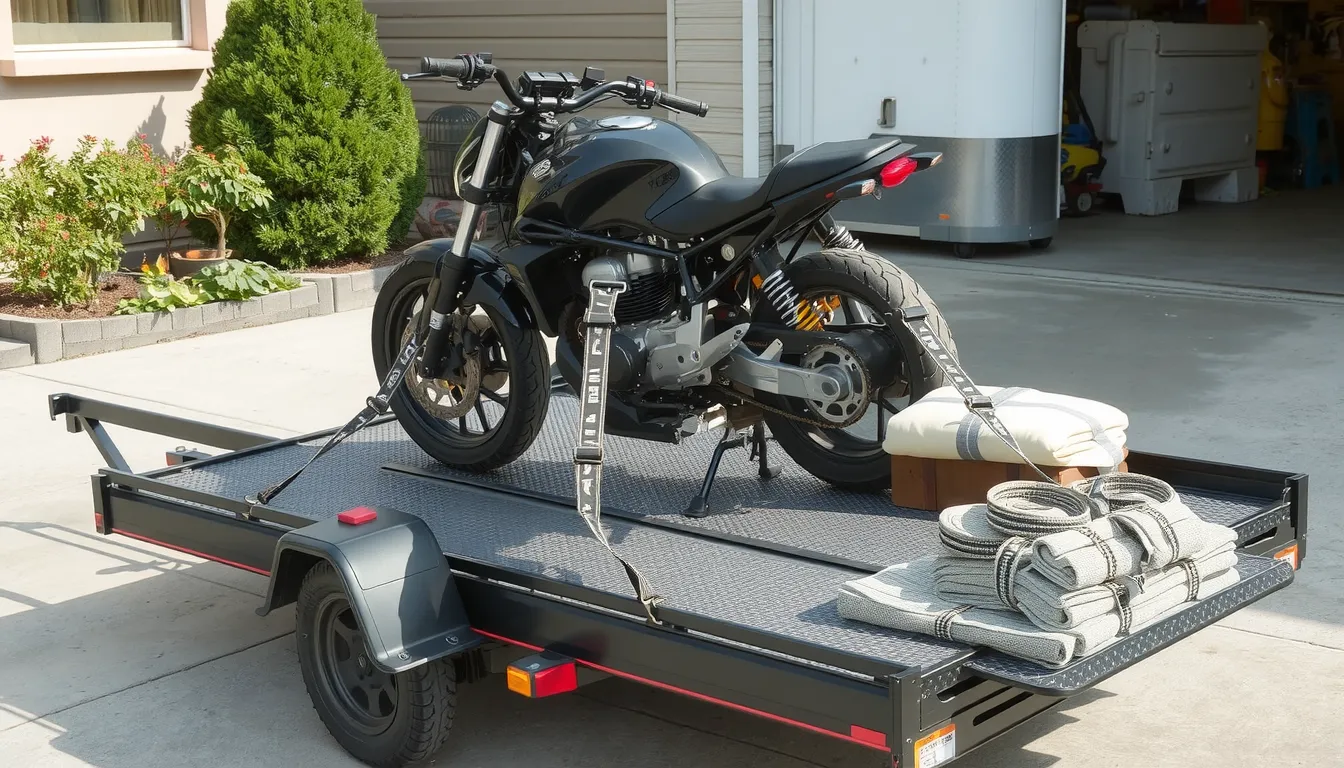 attacher moto sur remorque